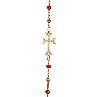 Bracelet perl� avec croix Arm�nienne or jaune 18cts, 0.9grs