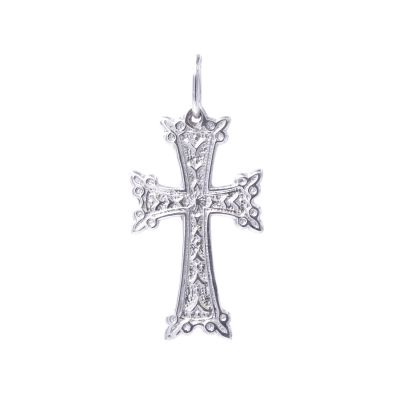 Bijou arménien, Croix arménienne en pendentif. Or blanc 18 carats. 2.01 gr