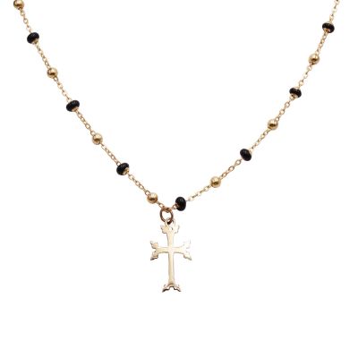 Collier perl� avec croix Arm�nienne or jaune 18cts, 2.25grs