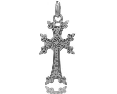 Croix arm�nienne avec symbole de l'infini, or blanc poli, 18 carats. 