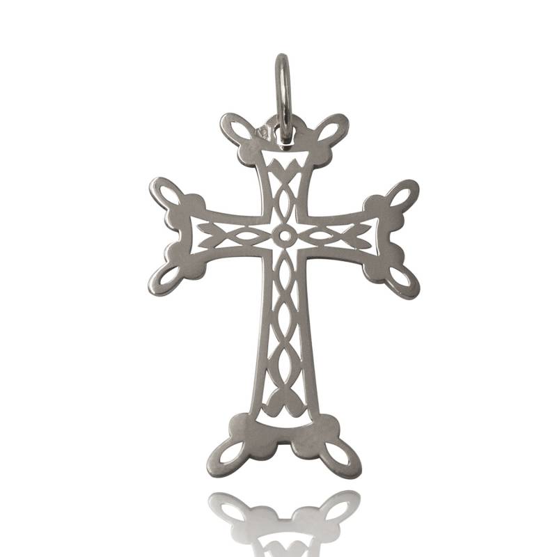 Croix Arménienne ajourée en or blanc 18 carats, PETIT MODELE