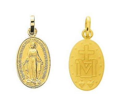 Médaille de la vierge miraculeuse en or jaune 18K 1.80 gramme